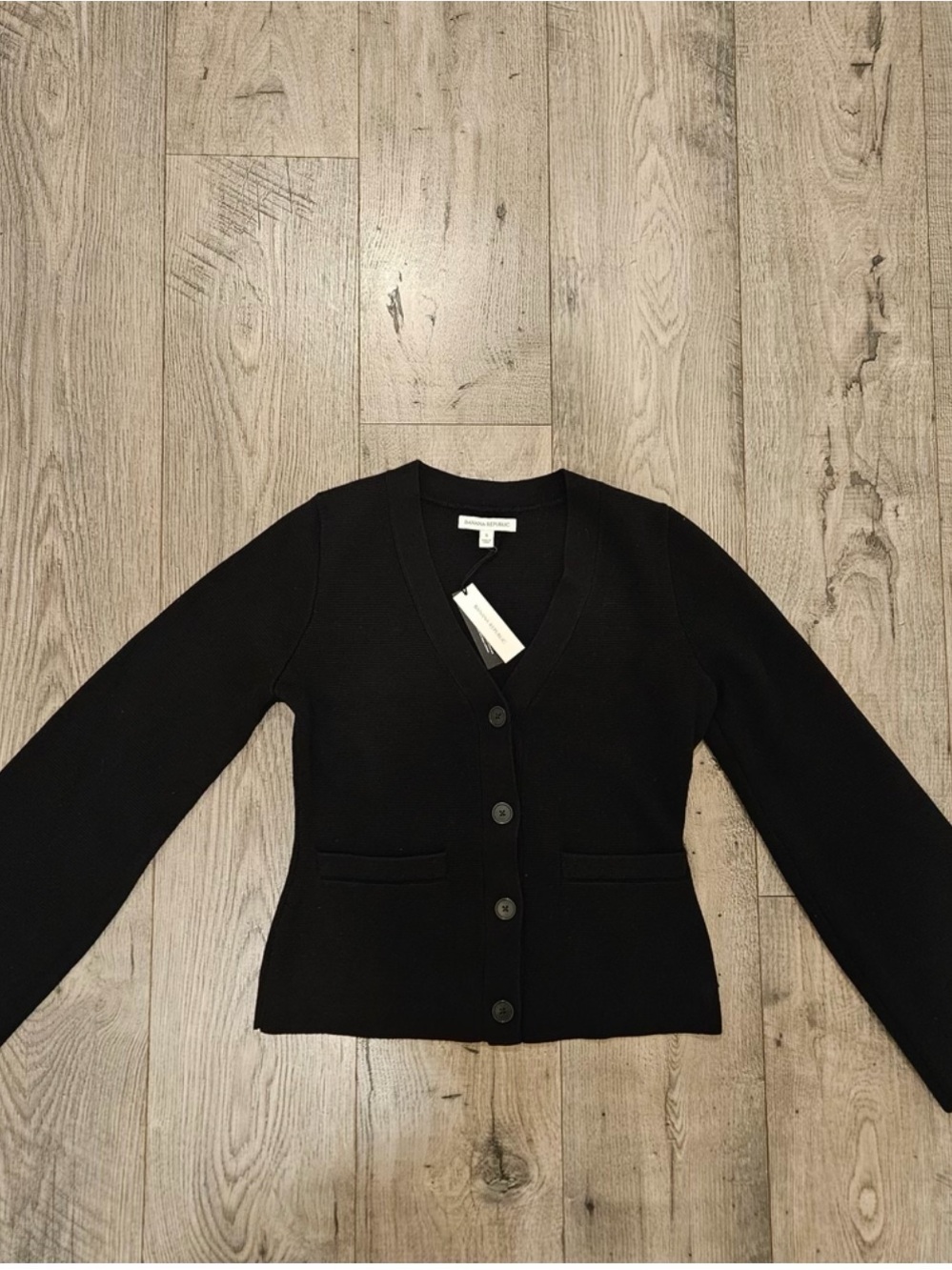 Banana Republic Black Business Casual Women's Button Down V-neck Cardigan